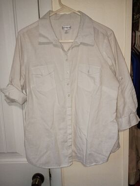 croft & barrow White Button-Front Women's Shirt